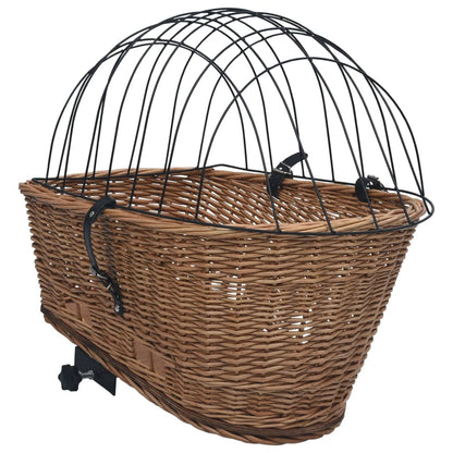 vidaXL Bike Rear Basket with Cover 21.7"x12.2"x14.2" Natural Willow-4