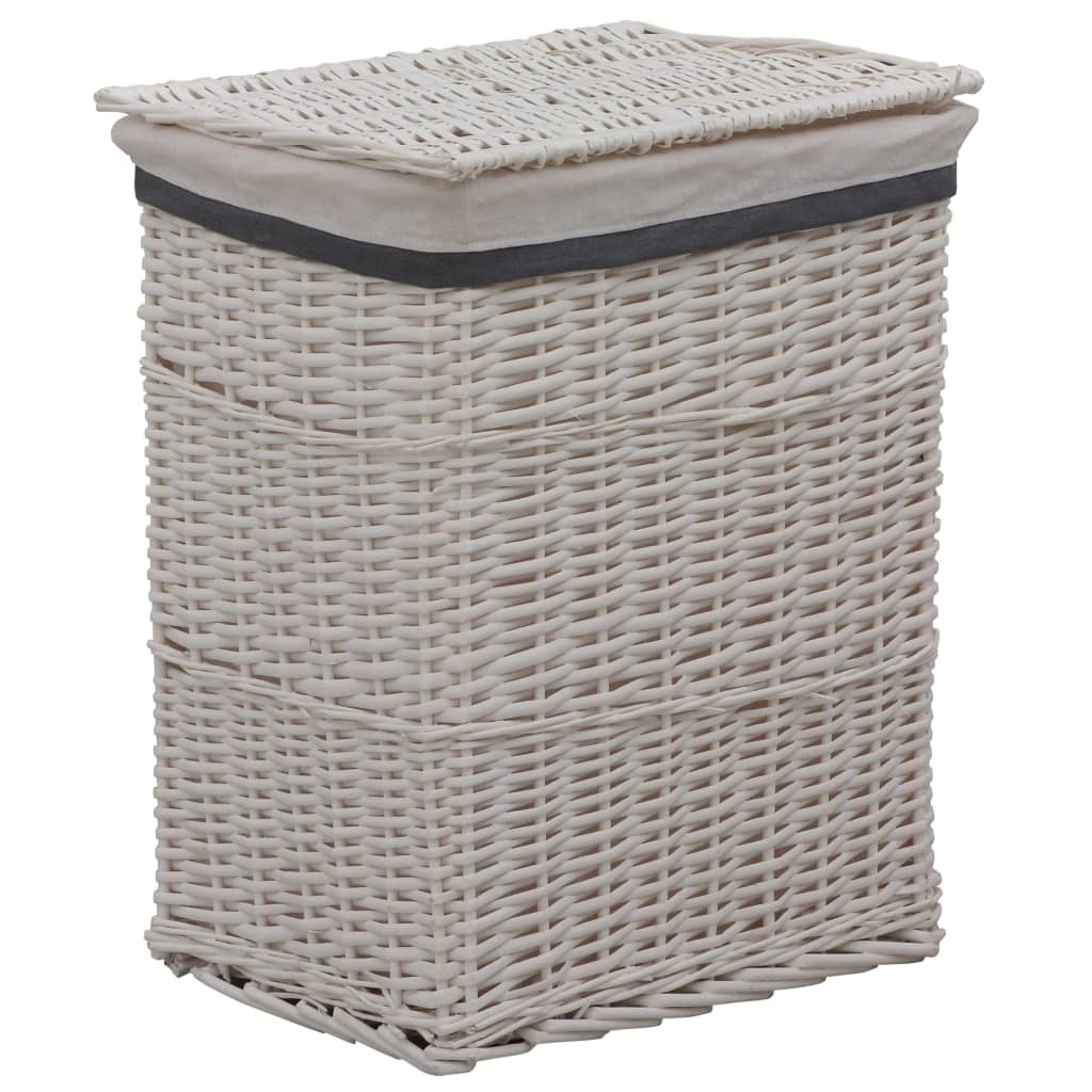 vidaXL Laundry Basket Willow Bathroom Household Supply Box Bin Brown/White-0