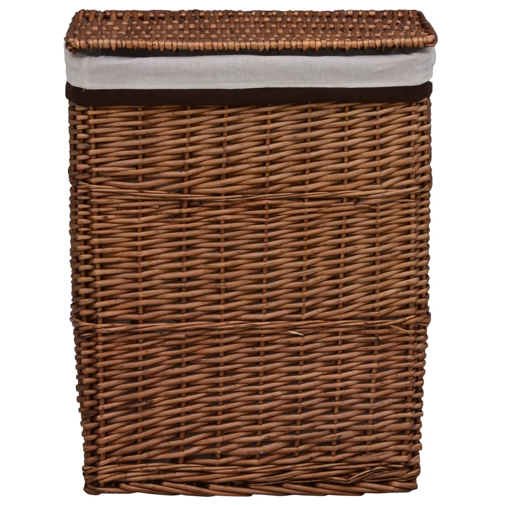 vidaXL Laundry Basket Willow Bathroom Household Supply Box Bin Brown/White-4