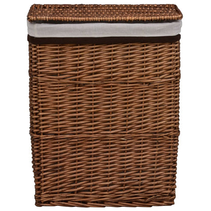 vidaXL Laundry Basket Willow Bathroom Household Supply Box Bin Brown/White-4