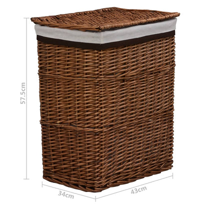vidaXL Laundry Basket Willow Bathroom Household Supply Box Bin Brown/White-3
