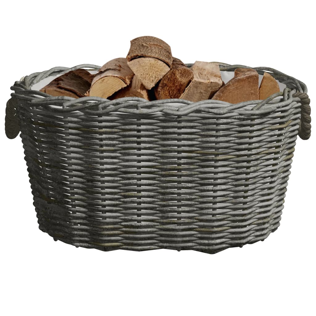 vidaXL Firewood Basket with Carrying Handles 23.6"x15.7"x11" Gray Willow-0