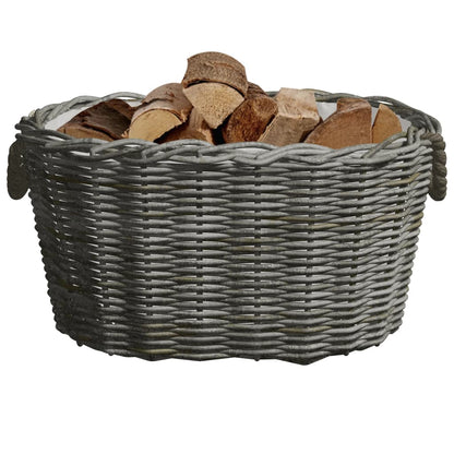vidaXL Firewood Basket with Carrying Handles 23.6"x15.7"x11" Gray Willow-0