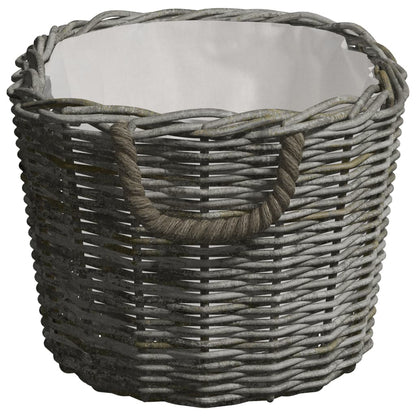 vidaXL Firewood Basket with Carrying Handles 23.6"x15.7"x11" Gray Willow-2