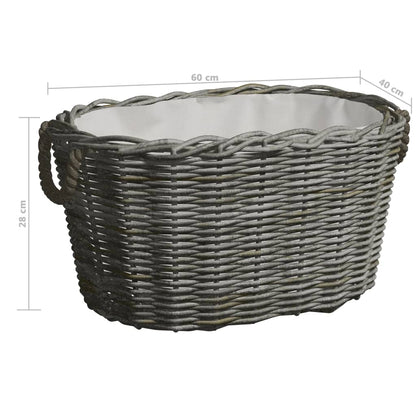 vidaXL Firewood Basket with Carrying Handles 23.6"x15.7"x11" Gray Willow-4