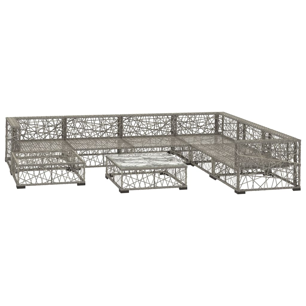 vidaXL 8 Piece Patio Lounge Set with Cushions Poly Rattan Gray-2