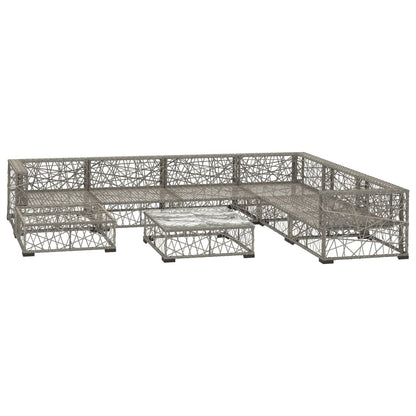 vidaXL 8 Piece Patio Lounge Set with Cushions Poly Rattan Gray-2