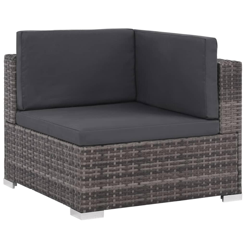vidaXL 8 Piece Patio Lounge Set with Cushions Poly Rattan Gray-2