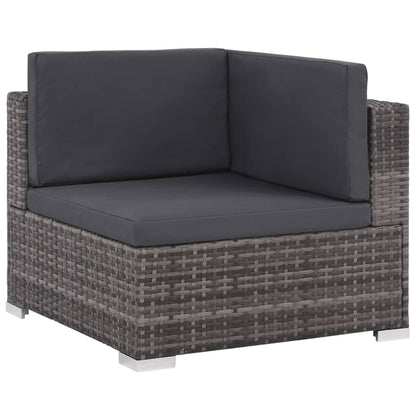 vidaXL 8 Piece Patio Lounge Set with Cushions Poly Rattan Gray-2