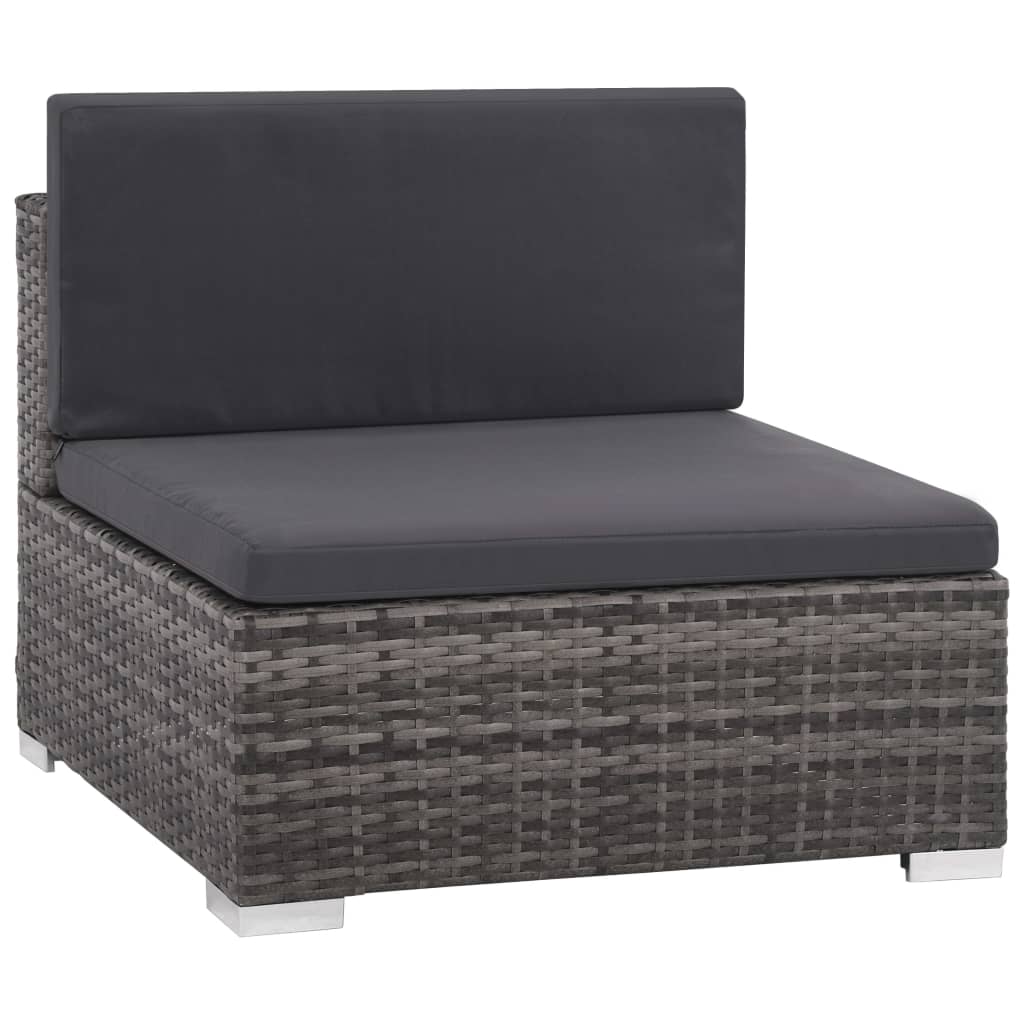 vidaXL 8 Piece Patio Lounge Set with Cushions Poly Rattan Gray-3
