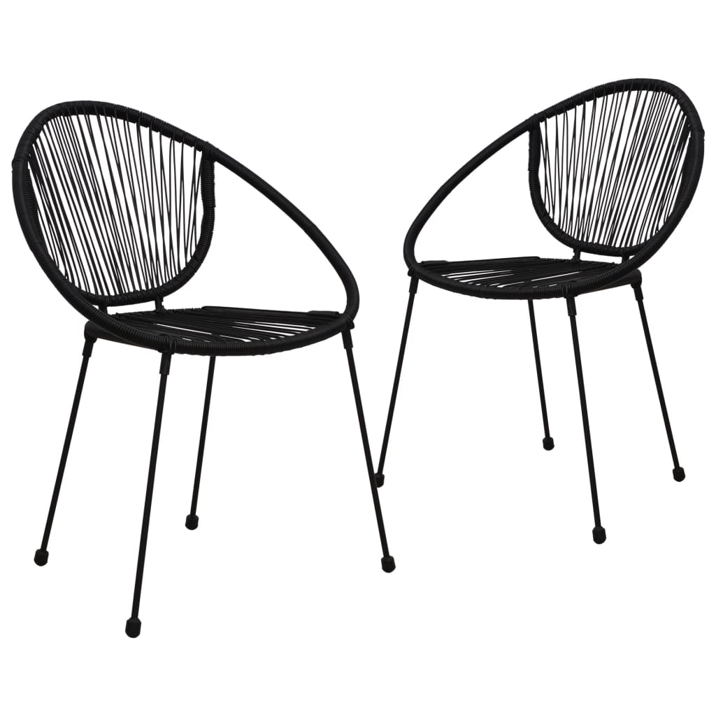 vidaXL Patio Chairs 2 pcs PVC Rattan Black-0