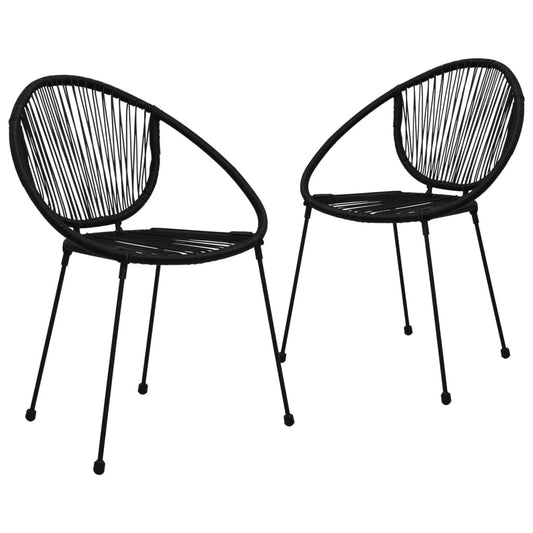 vidaXL Patio Chairs 2 pcs PVC Rattan Black-0