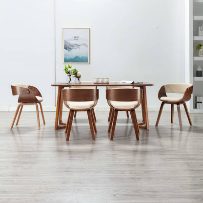vidaXL Dining Chair Kitchen Chair with Armrests Bent Wood and Faux Leather-1