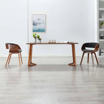 vidaXL Dining Chair Kitchen Chair with Armrests Bent Wood and Faux Leather-13