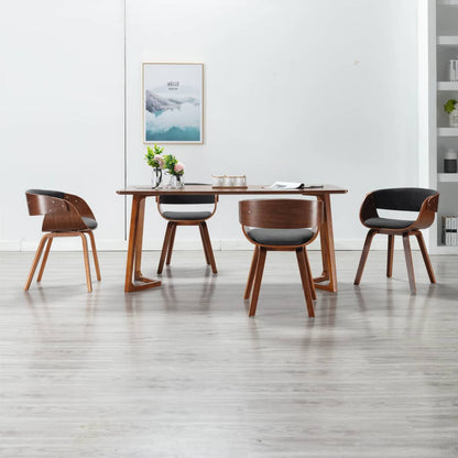 vidaXL Dining Chair Kitchen Chair with Armrests Bent Wood and Faux Leather-14
