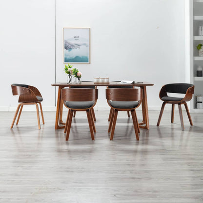 vidaXL Dining Chair Kitchen Chair with Armrests Bent Wood and Faux Leather-15