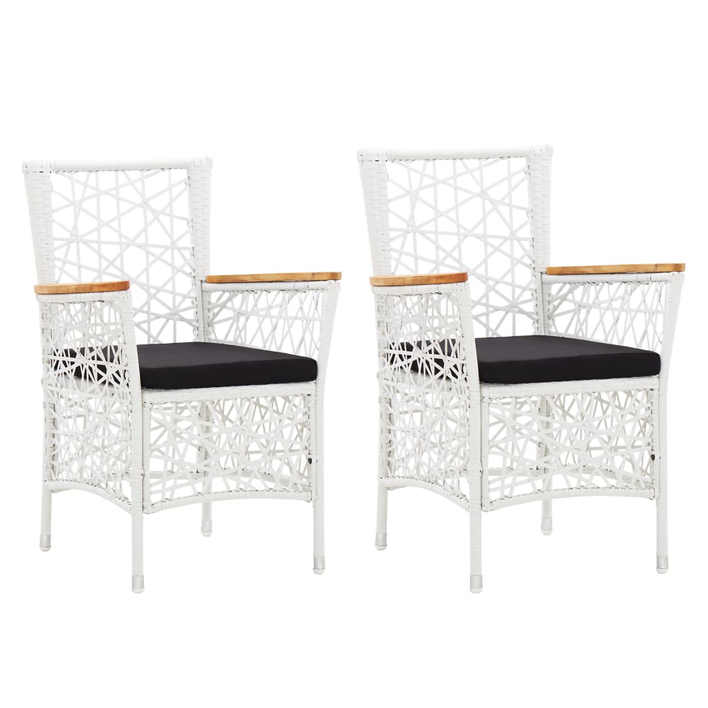 vidaXL Patio Chairs 2 Pcs Patio Rattan Dining Chair with Cushions Poly Rattan-2