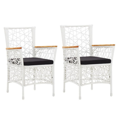vidaXL Patio Chairs 2 Pcs Patio Rattan Dining Chair with Cushions Poly Rattan-2