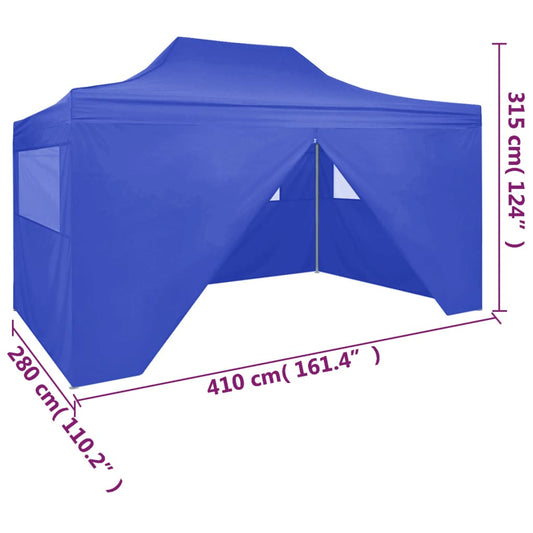vidaXL Party Tent Outdoor Canopy Folding Patio Gazebo with 4 Sidewalls Steel-0