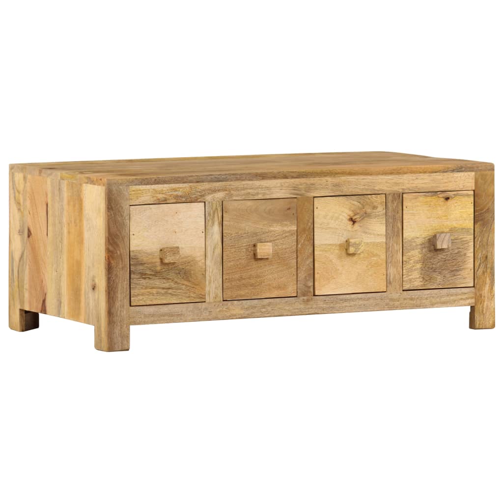 vidaXL Coffee Table with 4 Drawers 35.4"x19.7"x13.8" Solid Mango Wood-0