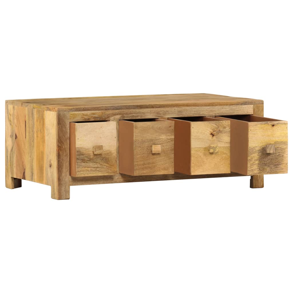 vidaXL Coffee Table with 4 Drawers 35.4"x19.7"x13.8" Solid Mango Wood-4