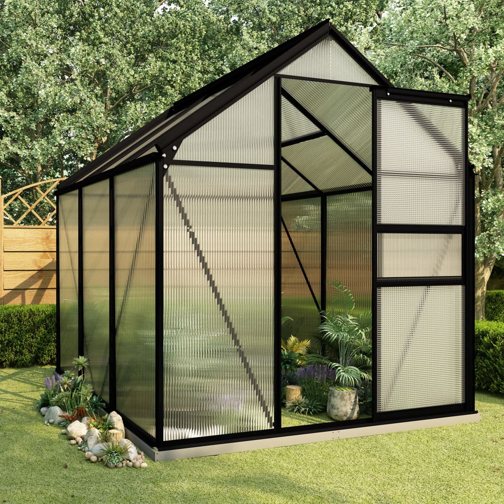 vidaXL Greenhouse Patio Outdoor Grow House with Base Frame Anthracite Aluminum-5