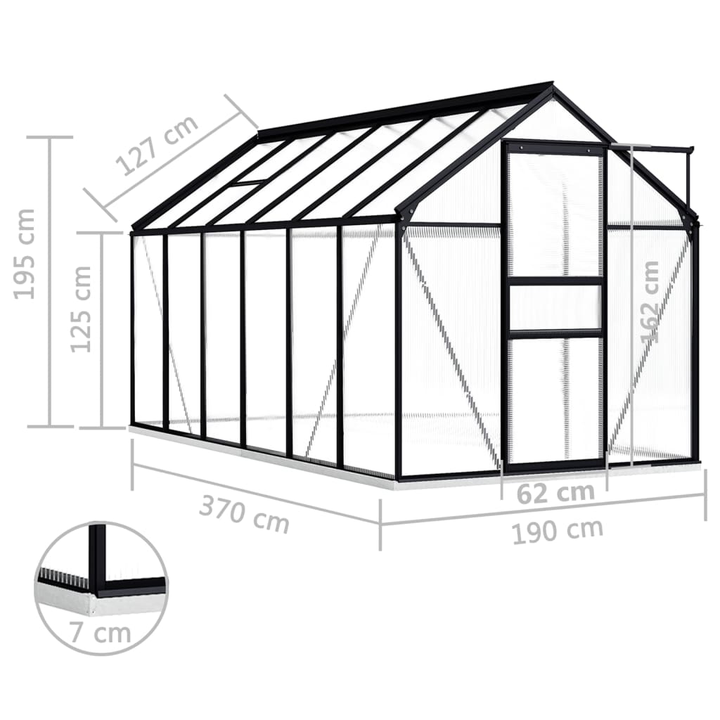 vidaXL Greenhouse Patio Outdoor Grow House with Base Frame Anthracite Aluminum-2