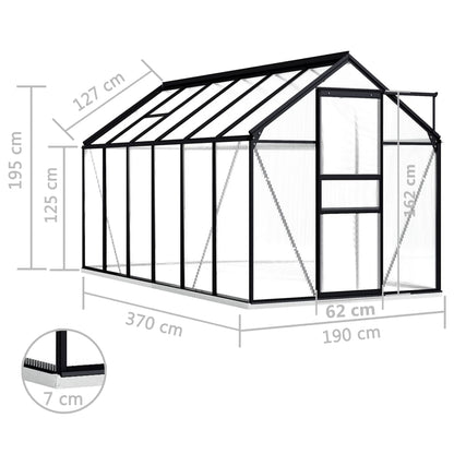 vidaXL Greenhouse Patio Outdoor Grow House with Base Frame Anthracite Aluminum-2