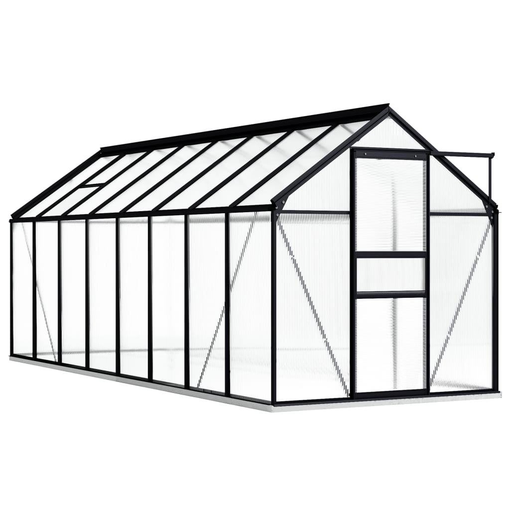 vidaXL Greenhouse Patio Outdoor Grow House with Base Frame Anthracite Aluminum-9