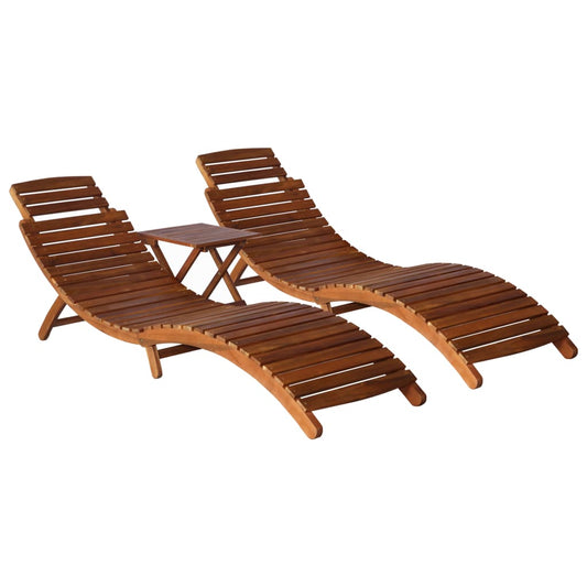 vidaXL 3 Piece Sunlounger with Tea Table Solid Acacia Wood-0