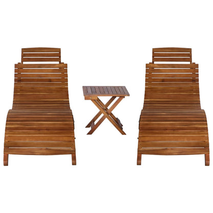 vidaXL 3 Piece Sunlounger with Tea Table Solid Acacia Wood-3