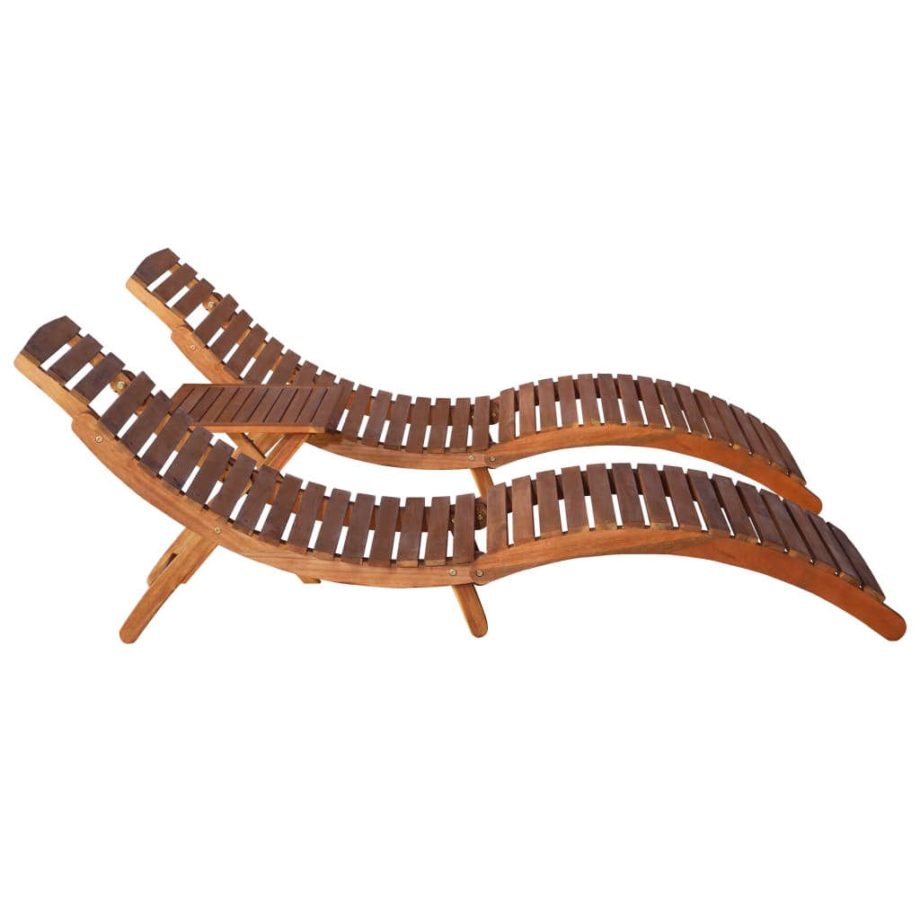 vidaXL 3 Piece Sunlounger with Tea Table Solid Acacia Wood-2