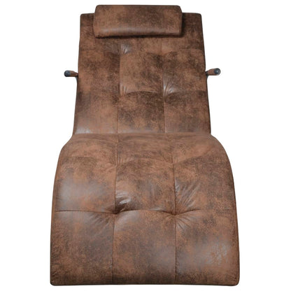 vidaXL Chaise Longue Indoor Chaise Lounge Chair with Pillow Suede Look Fabric
