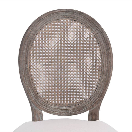 vidaXL Dining Chairs Accent Dining Side Chair with Rattan Back Cream Fabric-0