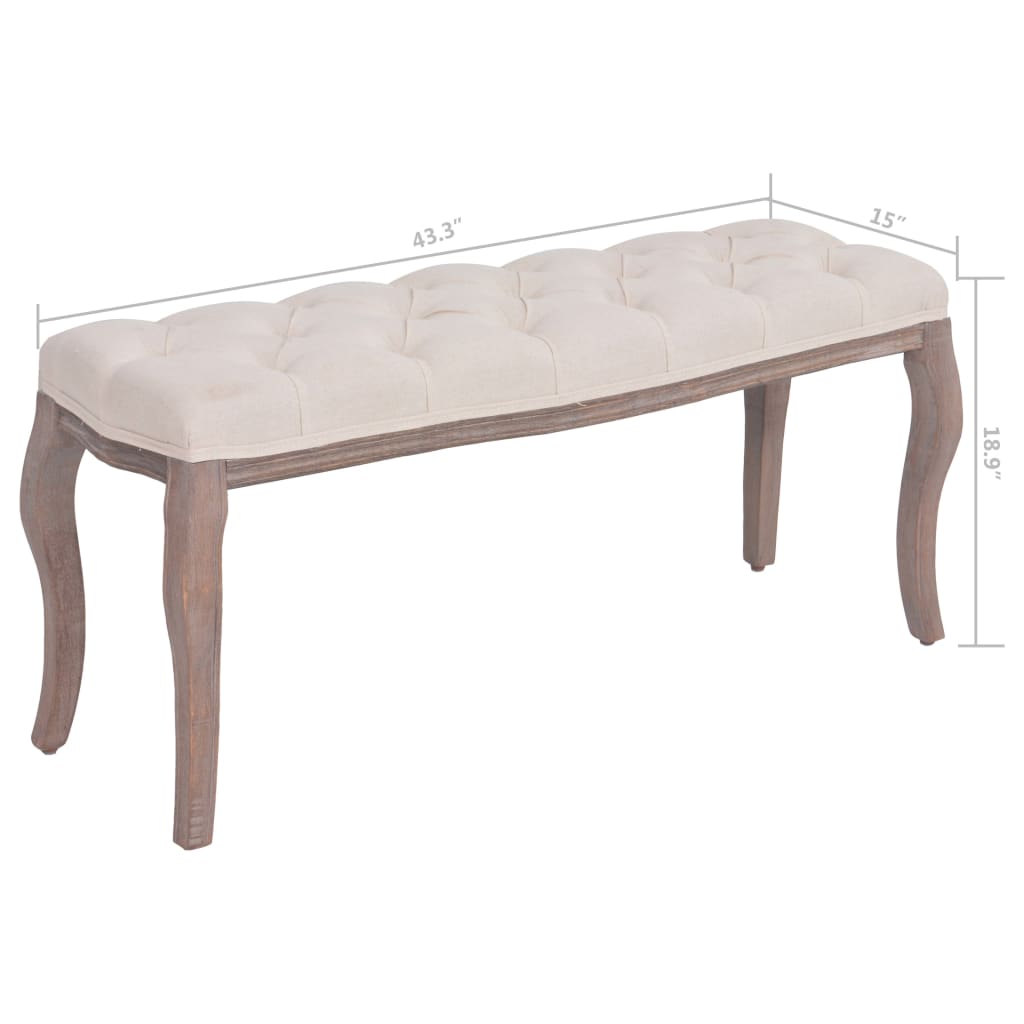 vidaXL Entryway Bench Dining Bench for Bedroom Living Room Fabric Solid Wood-2