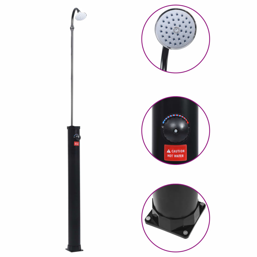 vidaXL Garden Solar Shower Black 84.6" 2.1 gal-0