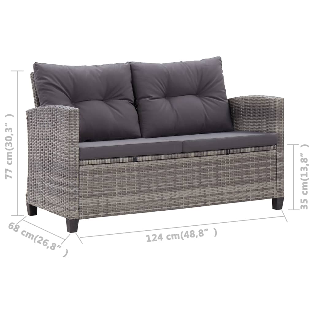 vidaXL Patio Sofa Outdoor Couch Patio Wicker Furniture with Cushions PE Rattan-2