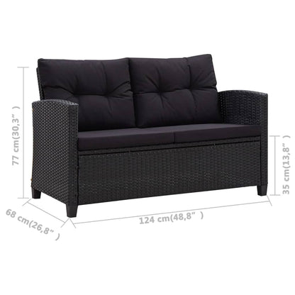 vidaXL Patio Sofa Outdoor Couch Patio Wicker Furniture with Cushions PE Rattan-4