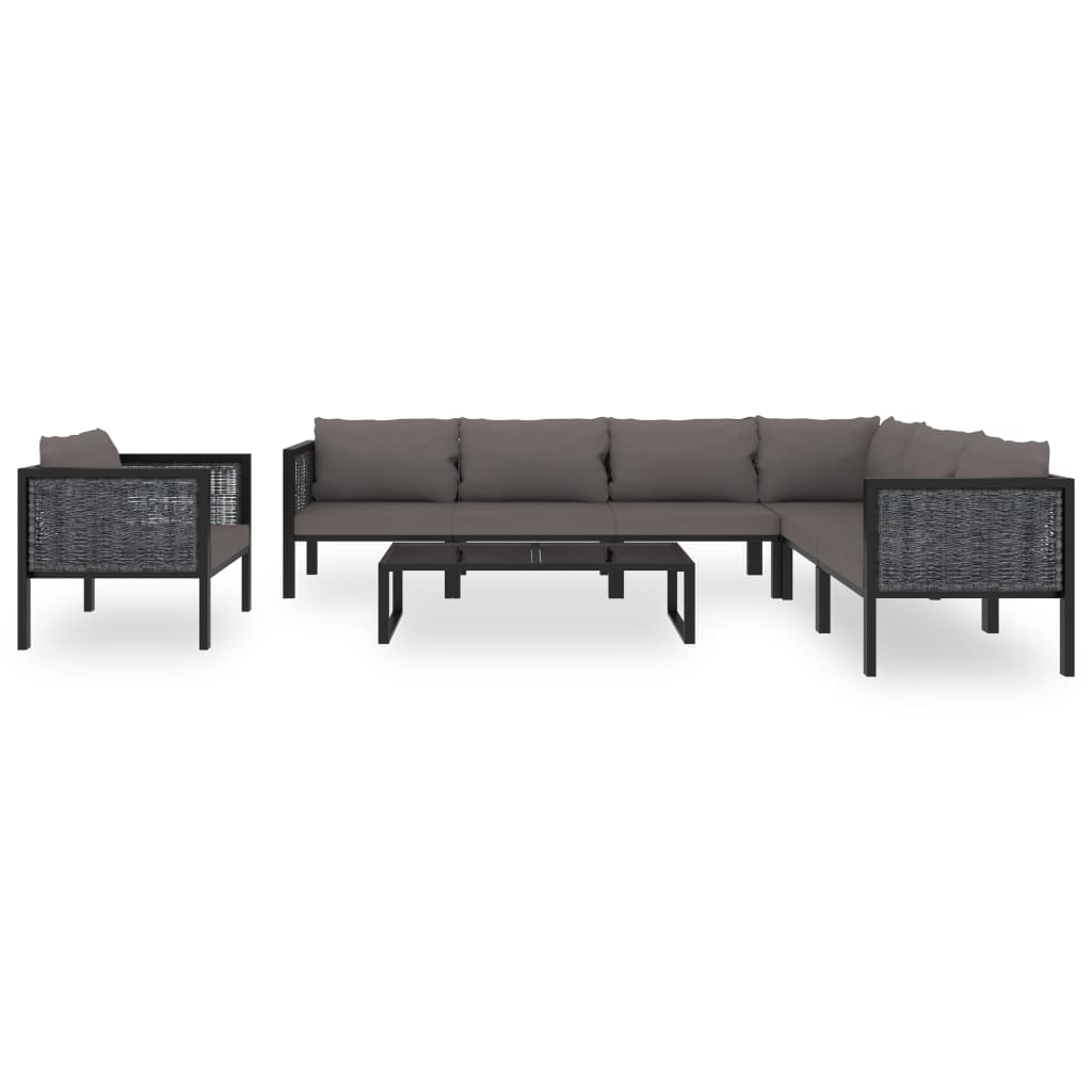 vidaXL 8 Piece Patio Lounge Set with Cushions Poly Rattan Anthracite-1