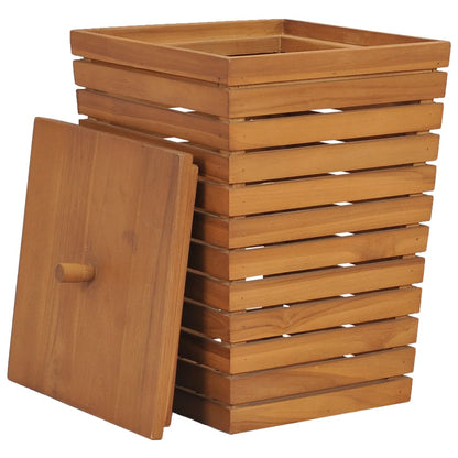 vidaXL Laundry Basket 11.8"x11.8"x17.7" Solid Teak Wood-2