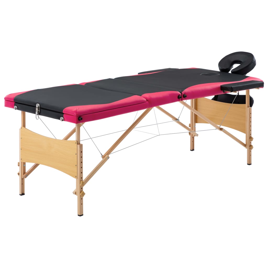 vidaXL Massage Table Foldable Massage Bed Salon Therapy Table 3 Zones Wood-2