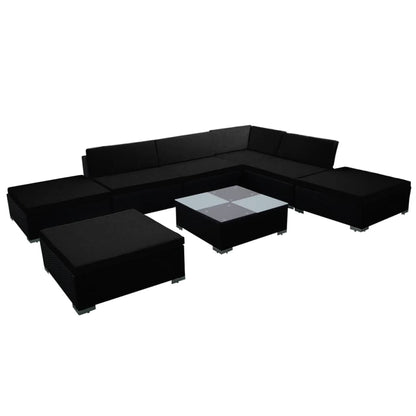 vidaXL 8 Piece Patio Lounge Set with Cushions Poly Rattan Black-1