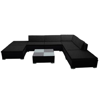vidaXL 8 Piece Patio Lounge Set with Cushions Poly Rattan Black-3