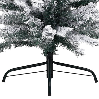 vidaXL Slim Artificial Christmas Tree with Flocked Snow Green 6 ft PVC-3
