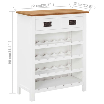 vidaXL Wine Cabinet Bottle Holder 2 Drawers Floor Wine Cabinet Solid Oak Wood-4