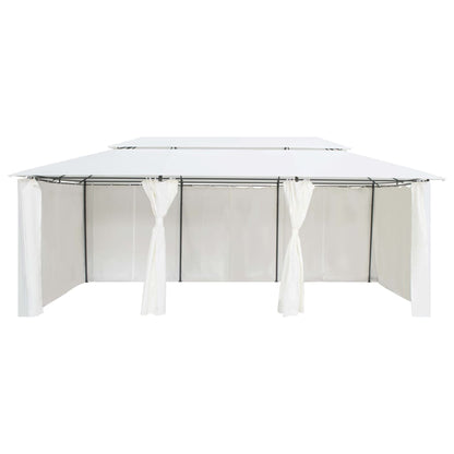 vidaXL Gazebo with Curtains 236.2"x117.3"x106.3" White 0.6 oz/ft²-2