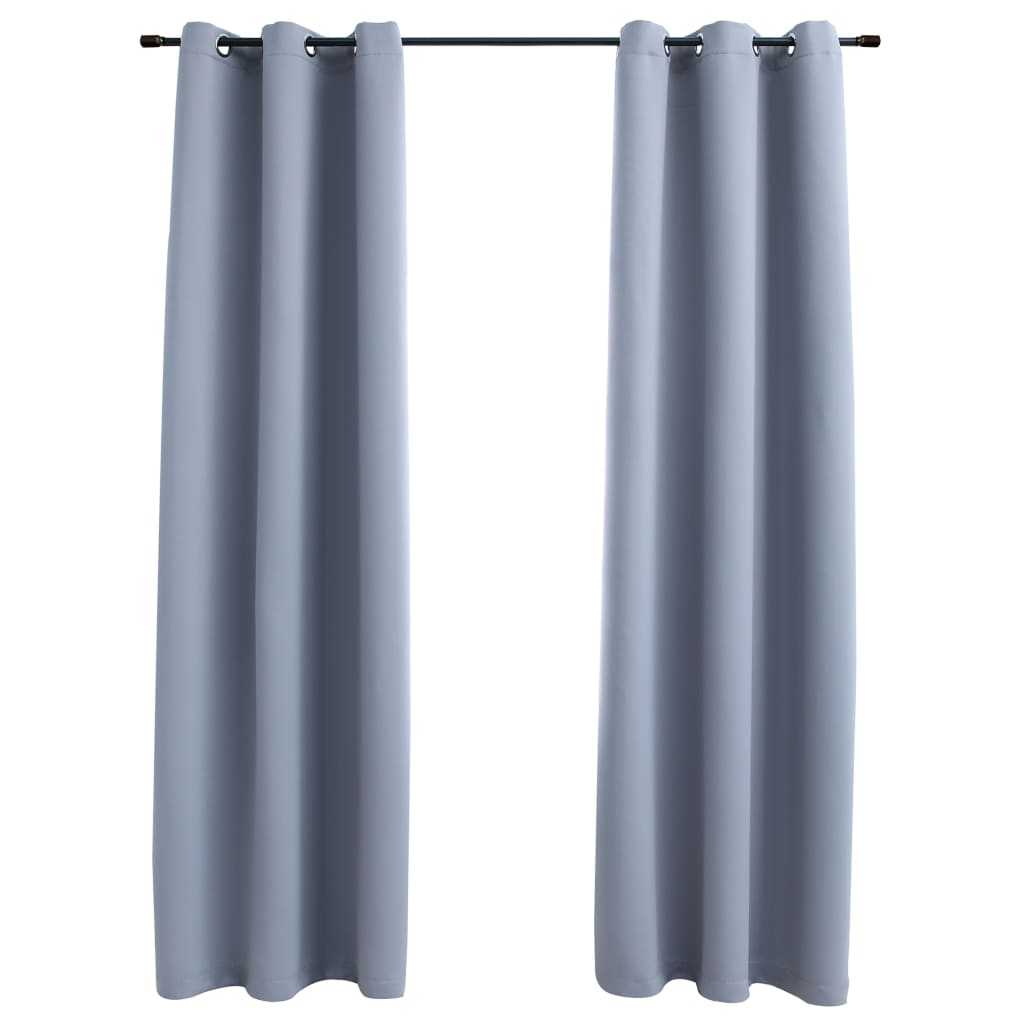 vidaXL Curtains 2 Pcs Roller Blackout Curtains Window Blinds with Rings Fabric-25