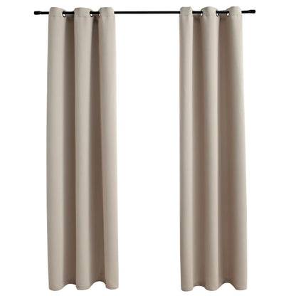 vidaXL Curtains 2 Pcs Roller Blackout Curtains Window Blinds with Rings Fabric