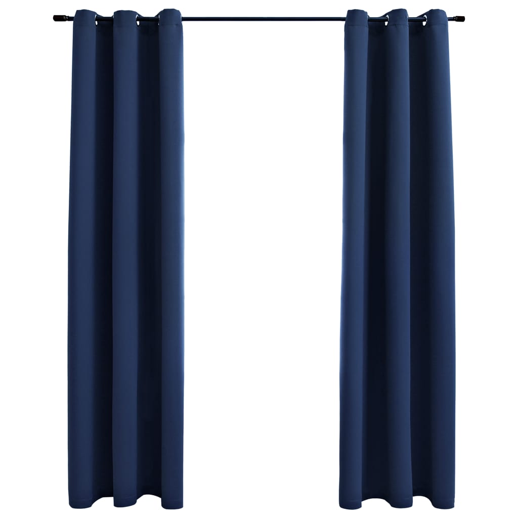 vidaXL Curtains 2 Pcs Roller Blackout Curtains Window Blinds with Rings Fabric