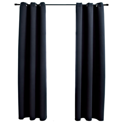 vidaXL Curtains 2 Pcs Roller Blackout Curtains Window Blinds with Rings Fabric